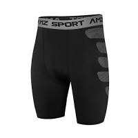 AMZSPORT Pantaloncini da Compressione per Uomo Pantaloni da Allenamento per Allenamento Sportivi Raffreddare a Secco, Nero M