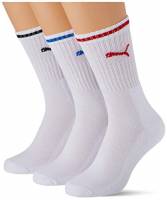 PUMA Sport Crew Stripe Socks (3 Pack) Calzini, Bianco, 43-46 Unisex-Adulto