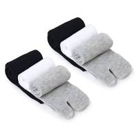 ULTNICE 3 paia di calzini Tabi Toe Cotton Elastic Calzini Flip Flop (Bianco + Grigio + Nero)