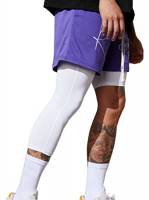 Smatstyle Leggins Uomo Pantaloni Sportivi a Compressione Gamba Singola 3/4 Pantaloni da Basket Base Layer ad Asciugatura Rapida Fitness Corsa (L, Bianco-rightL)