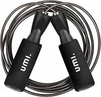 Amazon Brand - Umi - Corda per saltare per adulti con maniglie antiscivolo, corda per saltare con rivestimento in PVC, corda regolabile, resistenza e dimagrimento.