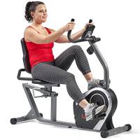 Sunny Health and Fitness Cyclette reclinabile magnetica per bicicletta, capacità 136 kg, seduta facile regolabile, monitor, monitoraggio della frequenza cardiaca - SF-RB4616