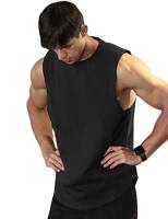 Viisendy Pro Canotte atletiche da Uomo Gilet Allenamento Bodybuilding Allenamento Camicie da Palestra T-Shirt Muscolare Senza Maniche Tagliata in Cotone Nero M