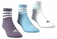 adidas 3-stripes Cushioned Sportswear Mid-cut 3 Pairs Socks Calzini, Shadow Violet/Light Aqua/White/Semi Flash Aqua, L Unisex - Adulto