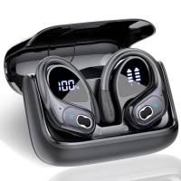 Aptkdoe Cuffie Bluetooth Sport, Auricolari Bluetooth 5.3 HiFi Stereo, Chiamata ENC HD Mic, 75 Ore Cuffie Wireless Display LED, Cuffiette Bluetooth IP7 Impermeabili, USB-C, Nero