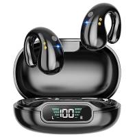 Cuffie Bluetooth, Clip Ear Wireless Auricolari Bluetooth 5.3 Stereo Hi-Fi Suono con 4 HD Mics, 36 Ore Custodia di Ricarica di Riproduzione e LED Display, IP7 Impermeabili Sportivi Earbuds, Nero