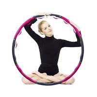 LEYF Hula Hoop adulti e bambini - Imbottitura in morbida schiuma - Può essere utilizzato per fitness, perdita di peso e massaggi - 6-8 cerchi staccabili - Grigio / rosa - (75–100 cm 1.2Kg)