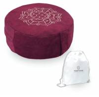 TORTUGA - Cuscino Meditazione Yoga Zafu - Altezza 15cm - Ripieno di grano saraceno sostenibile - Fodera velluto pregiato facile da lavare - Migliora la postura e la consapevolezza (Granato)