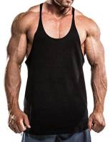 Muscle Alive Uomo Palestra Stringer Canottiera Cotone Bodybuilding Allenarsi Vest Nero M