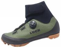 LUCK Winter Green MTB, scarpe da ciclismo MTB invernali, con suola in carbonio, chiusura rotativa e Goretex., Verde oliva, 40 EU