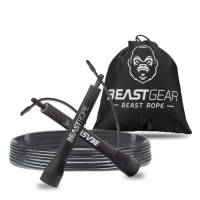 Beast Gear Corda per saltare, Corda per saltare in acciaio per il fitness, attrezzo leggero e regolabile per saltare, MMA, allenamento HIIT