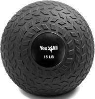 Yes4All D297 Palle da Slam 6,8 kg, nere, palla medica riempita di sabbia senza rimbalzo, adatte per l'allenamento e il potenziamento