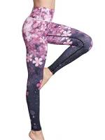 FLYILY Donna Sportivi Leggins con Motivi Anticellulite Allenamento Alta Vita Pantaloni da Yoga(2-Cherry,M)