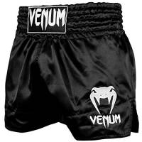 Venum Classic, Pantaloncini Muay Thai Unisex – Adulto, Nero/Bianco, L