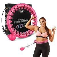 K-MART Smart Hula Ring Hoop, Hula Circle 24 anello da fitness staccabile con palla rotante automatica a 360 gradi, palestra, massaggio, fitness per adulti per perdita di peso (rosa)